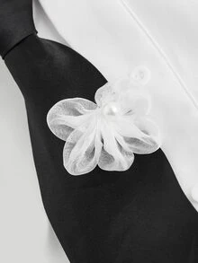 SHEIN MOD Plus Size Summer White Blouse With Necktie, Back To School Office Graduation Wear, Going Out Tops, Bachelorette, Back-To-School, Work Elegant 1920s - White - View 7