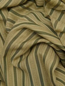 Nöista Olive Striped Blouse With A Band Collar And Ruffle Shoulders. Fall, Winter, Autumn,. - Green - View 9