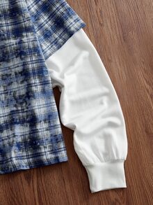 SWAVVY Men's 2 In 1 Plaid Long Sleeve Single-Breasted Casual Shirt - Blue - View 4