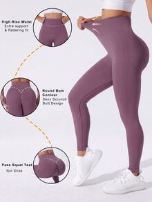 Slayform Slayform Seamless High Elasticity Sports Leggings - Red Violet - View 2