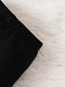 SHEIN Playful Pals Baby Girl 3pcs Solid Elastic Waist Pants Autumn Fall - Black - View 5