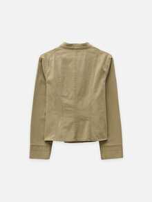 Nöista Military Green Jacket With Double Breasted Buttons. Fall Winter, Casual, Commuting, Going Out. - Green - View 8