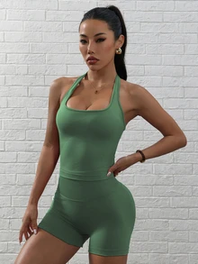 Slayform Slayform 女款高腰瑜珈運動套裝 - 軍綠色 - 查看 9