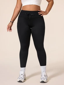 Slayform Women's Plus Size Pocket Fitted Sports Leggings - Black - View 5