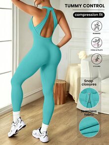Slayform Women Sports Jumpsuits - Mint Green - View 9