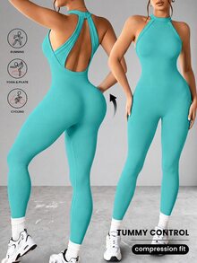 Slayform Women Sports Jumpsuits - Mint Green - View 3