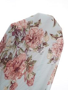 Elenzga Đầm maxi xếp ly dáng chữ A tay dài bằng voan in hoa màu xanh nhạt thanh lịch cho nữ, size lớn, phong cách kín đáo, phù hợp cho đám cưới mùa thu, tiệc brunch, khách mời và tiệc trà - Nhiều màu - Xem 10