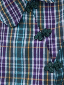 Nöista Plaid Shirt Chinese Knot Buttons.Slim Fit, Practical And High-Quality Item Suitable Fall Winter,Elegant, Casual Cute, - Green - View 7