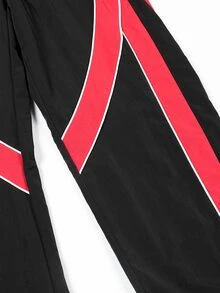 Manfinity Denimwave Men's Letter Print Drawstring Waist Loose Casual Sports Long Pants - Black - View 8