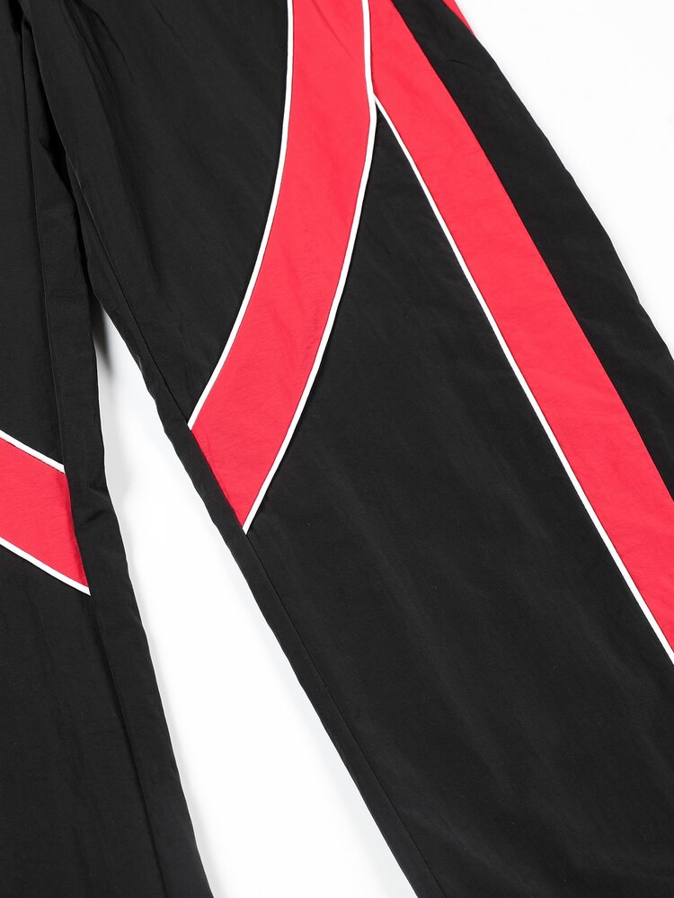 Manfinity Denimwave Men's Letter Print Drawstring Waist Loose Casual Sports Long Pants - Black - View 8