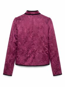 Nöista Chinese-Style Rose-Purple Patterned Coat, Perfect Commuting.Mature Elegant, Short Length, Practical For Everyday Wear.Casual,Suitable Fall/Winter.. - Purple - View 8