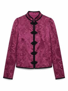 Nöista Chinese-Style Rose-Purple Patterned Coat, Perfect Commuting.Mature Elegant, Short Length, Practical For Everyday Wear.Casual,Suitable Fall/Winter.. - Purple - View 7