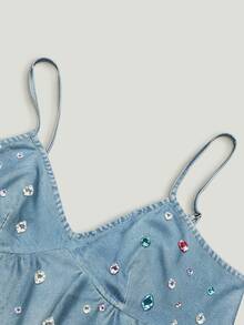Zavorell Women's Colorful Rhinestone Print Casual Pleated Camisole Top - Multicolor - View 3