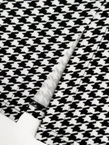SHEIN This New Autumn Style Features An Elegant Women's Dress With A Retro Black And White Houndstooth Pattern, Perfect For Christmas Or Commuting. - Black - View 8