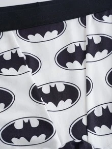 BATMAN X SHEIN 女款卡通印花休閒直筒長褲 - 黑與白 - 查看 7