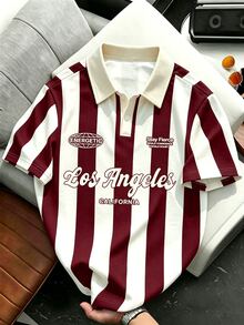 Manfinity EMRG Men's Summer Casual Colorblock Striped Polo Shirt - Multicolor - View 5
