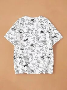 GARFIELD | SHEIN Tween Girl Cartoon & Letter Graphic Short Sleeve Tee - White - View 2