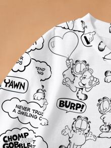 GARFIELD | SHEIN Tween Girl Cartoon & Letter Graphic Short Sleeve Tee - White - View 4