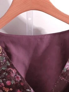 GlowEve CURVE Plus Size Women's Chiffon Cutout V-Neck Ruffle Sleeve Belted Elegant Blouse Fall - Red Violet - View 6