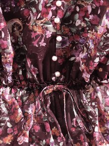 GlowEve CURVE Plus Size Women's Chiffon Cutout V-Neck Ruffle Sleeve Belted Elegant Blouse Fall - Red Violet - View 4