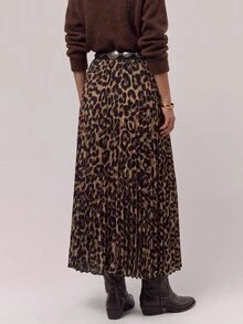 Freevana Women's Vintage Bohemian Leopard Print Skirt - Brown - View 2
