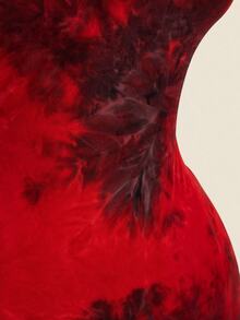 SHEIN ICON Tie-Neck Bodycon Backless Tie-Dye Mini Dress ,Summer Dress - Burgundy - View 7