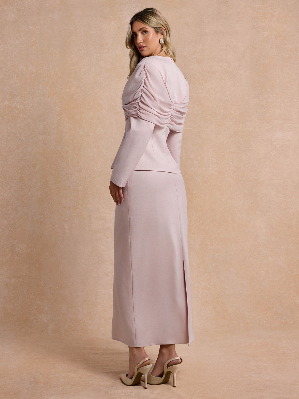 Enchnt Premium Pre-Fall Romantic Women's Elegant Pink Suit Blazer And Skirt 2/Pcs Set,Casual,Festival Outfits,Work Outfits,Saudi National Day,Vintage