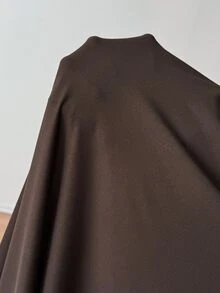 SHEIN PETITE 女款優雅純色咖啡棕方領喇叭裙，春夏款，女式優雅洋裝，新年派對，小個子女性適用 - 棕色 - 查看 13