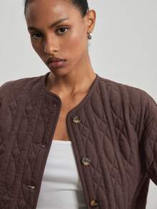 ATUI Studio Mantel Wanita Polos Kancing Tunggal Kasual Musim Dingin untuk Bepergian, Kantor, Kerja, Warna Cokelat Kopi - Coffee Brown - View 4