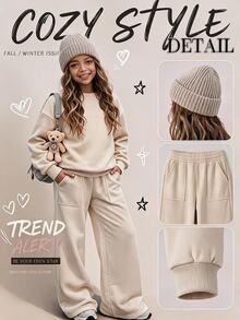 Tween Girls Hoodie & Sweatshirt Co-Ords - Apricot - View 1