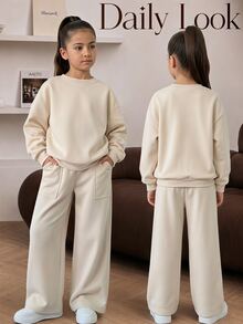 Tween Girls Hoodie & Sweatshirt Co-Ords - Apricot - View 2