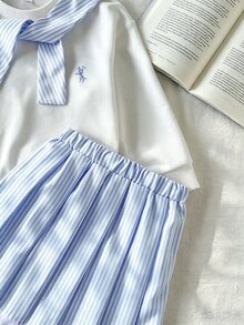 SHEIN 年輕女孩連帽衫與運動衫套裝 - 藍色 - 查看 8