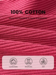 SHEIN Girls' Spring/Autumn Sweet Ruffle Collar Red Cotton Ribbed Long Sleeve Base Layer, Soft Fabric, Back Neck Button For Easy On/Off, Versatile For Vest/Jacket Pairing, Suitable For Shopping, Park, Walking And Outdoor Activities - Red - View 8