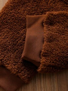 小男孩拼色珊瑚絨套裝 MILANO 字母刺繡毛絨長袖上衣與慢跑褲，休閒日常穿搭，時尚潮流 2 件套，適合秋冬 - 彩色 - 查看 10