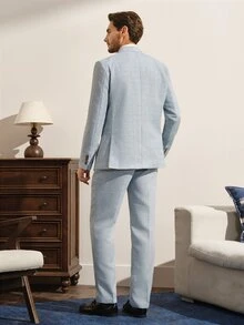 VeloEdit Men's Plain & Simple Daily Suit Set, Formal, Ceremony Wedding - Baby Blue - View 2