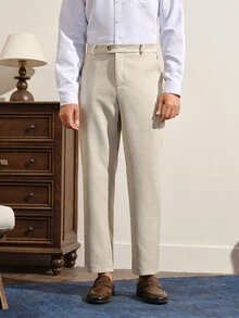 VeloEdit Men's Solid Color Casual Business Suit Set, Suitable For Daily Commute Wear, Also An Ideal Gift For Boyfriend Or Husband, Ceremony, Formal Wedding - Apricot - View 8