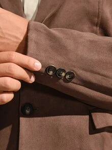 VeloEdit 男士咖啡棕色麂皮領休閒西裝外套，秋季商務休閒工作運動外套，老錢風棕色西裝外套，適用於婚禮儀式禮物、假期 - 棕色 - 查看 7