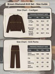 SHEIN طقم نسائي مقاس كبير من قطعتين بلون موحد، كارديجان بأكمام طويلة وبنطال، كاجوال وناعم ومريح للاستخدام اليومي، محبوك، مناسب للمناسبات الرسمية وسهرات المواعيد، بني، شتوي - شوكولاته بني - مشاهدة 9