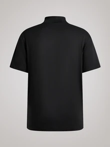Officeau Men's Black Solid Turtleneck Short Sleeve Knit T-Shirt, Summer/Spring/Fall, Tee, Top, Lightweight, Breathable, Cool, Casual, Comfortable, Daily Wear Boyfriend,Husband,Father Gift - Black - View 4