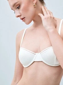 Softvol 1pc Women's Fashionable Comfortable Underwire Non-Padded Solid Color Sexy Backless Versatile Balconette Bra - White - View 7