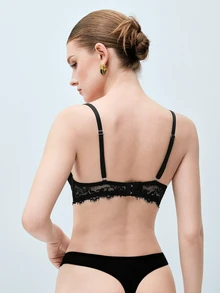 Softvol Floral Lace Sexy Bra | Comfortable Daily Wear | Lift And Support Underwire Bra - Black - View 2