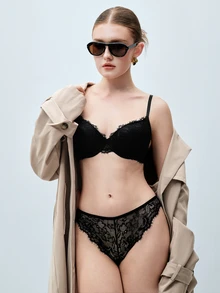 Softvol Floral Lace Sexy Bra | Comfortable Daily Wear | Lift And Support Underwire Bra - Black - View 5