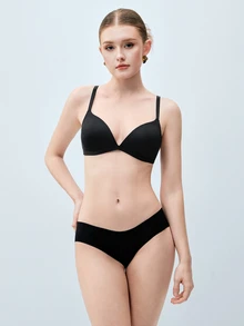 Softvol Women's Seamless Supportive Wireless Bra With Lift And Shaping, Comfortable - Black - View 4