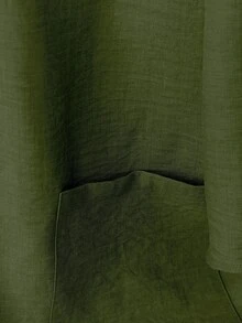 EMERY ROSE 2pcs/Set Women's V-Neck Coconut Button Decor 3/4 Sleeve Top + Straight Leg Solid Color Casual/Office Pants - Green - View 4