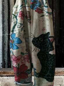 EMERY ROSE Women Loose Cute Cat Print 3D Pattern Stylish And Comfortable Jumpsuit - Multicolor - View 9
