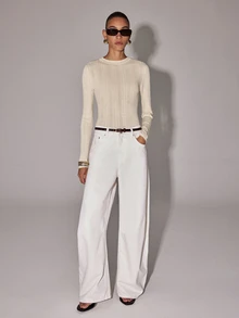 Anewsta Essential Atasan Rajut Serbaguna Lengan Panjang Bertekstur Ribbed Warna Polos Gaya Eropa, Lembut dan Nyaman di Kulit, Potongan Slim Fit - Aprikot - View 4