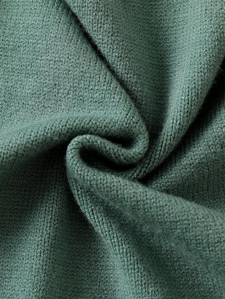 SHEIN Infant (Boy) Sweater Romper With Suspenders Light Blue Knit Crawler Jumpsuit Suitable For Newborn Babies - Dark Green - View 8