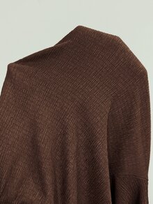 SHEIN PETITE 女款純色綁腰寬鬆休閒百搭寬腿褲 - 棕色 - 查看 11
