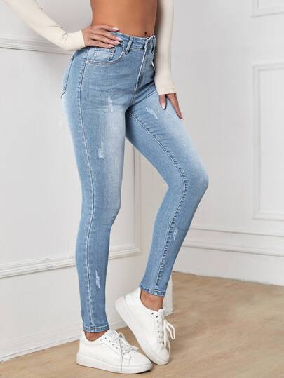 EMERY ROSE Skinny jeans met hoge taille en ritssluiting