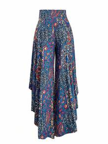 EMERY ROSE Women's Casual Paisley Print Asymmetric Hem Wide Leg Pants, For Resort Wear Fall Cloth For Women - Multicolor - View 5